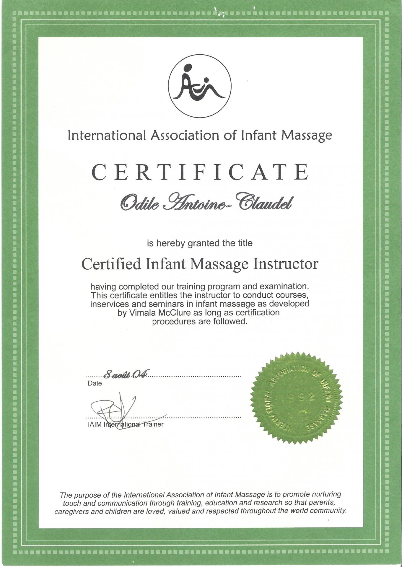 Certificat iaim odile